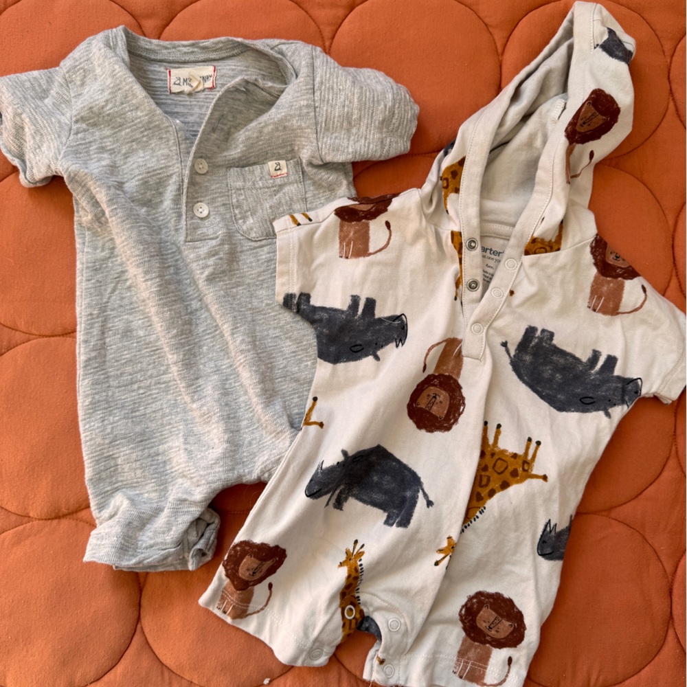 Baby Short Sleeve Short Rompers Set of 2 size 3-6 months